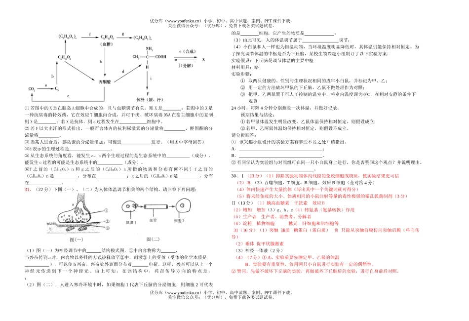 高中三年级生物第三次理综部分复习题试卷_第2页