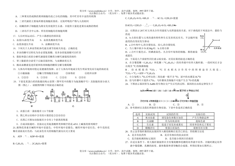 高中三年级生物08届上学期期末综合练习试卷_第2页