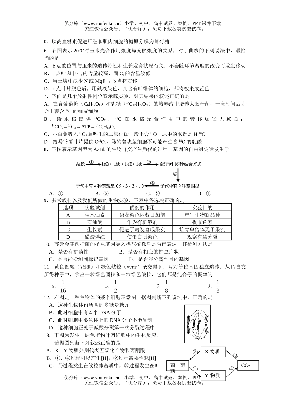 高中三年级生物08届综合练习4试卷_第2页