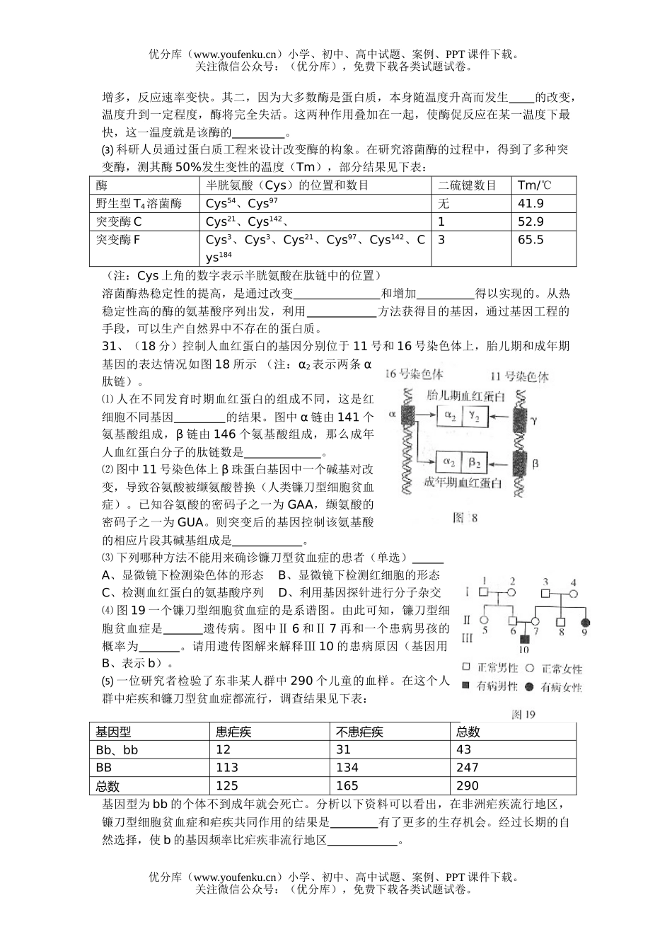 高中三年级生物高第二学期期末练习试卷_第2页