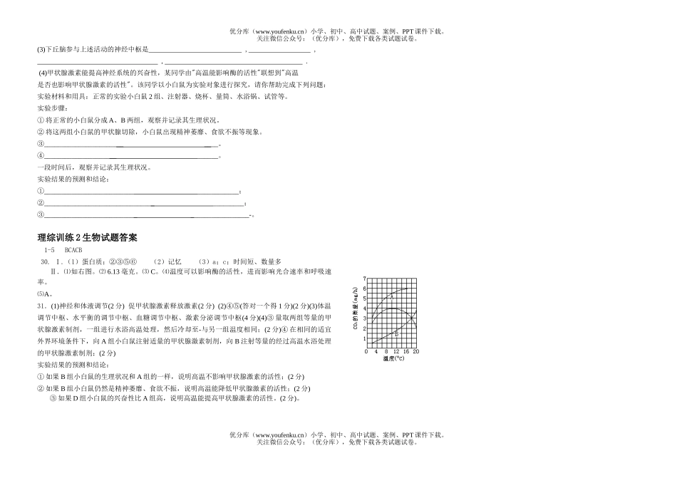 高中三年级生物08级理科综合训练试卷_第2页