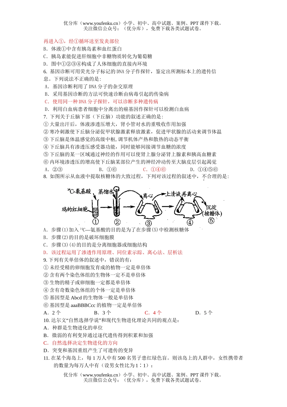 高中三年级生物08年普通高考模拟测试2试卷_第2页