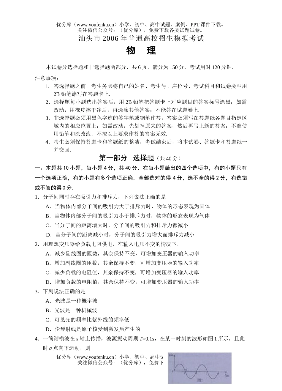高考物理高考一模试卷_第1页