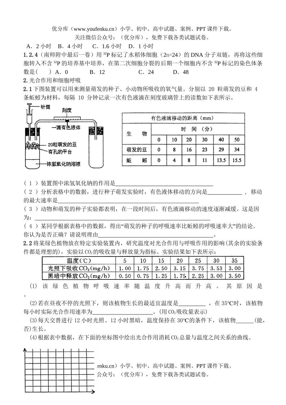 高中三年级生物09届易错计算题训练试卷_第2页