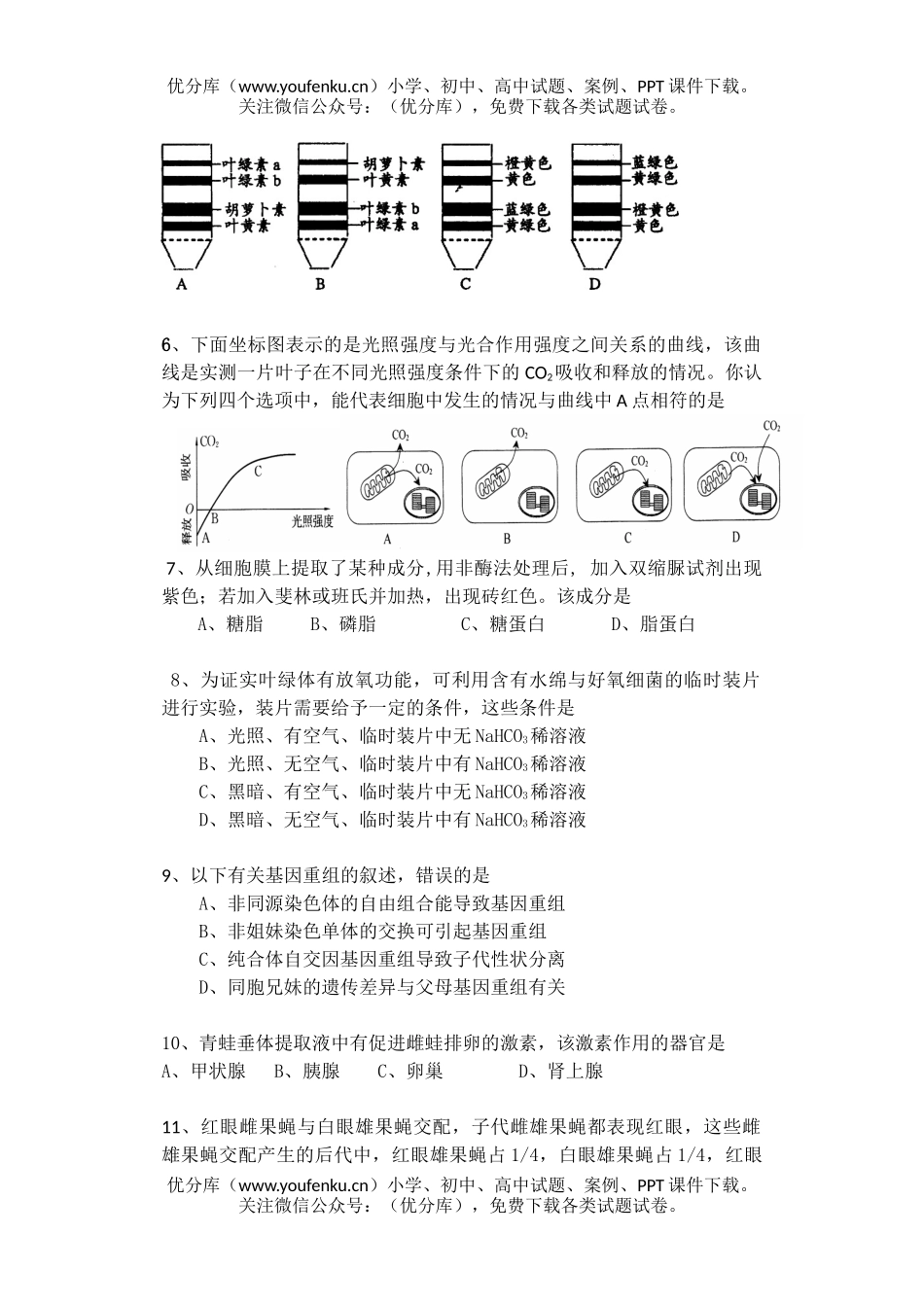 高中三年级生物09届第一次模拟试卷_第2页