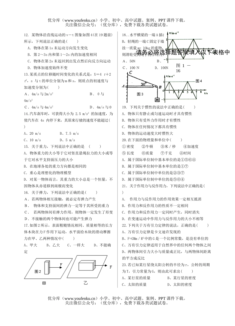 高考物理高考学业水平测试模拟12试卷_第2页
