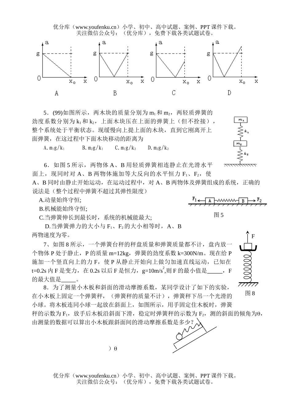 高考物理高考弹簧专题试卷_第2页
