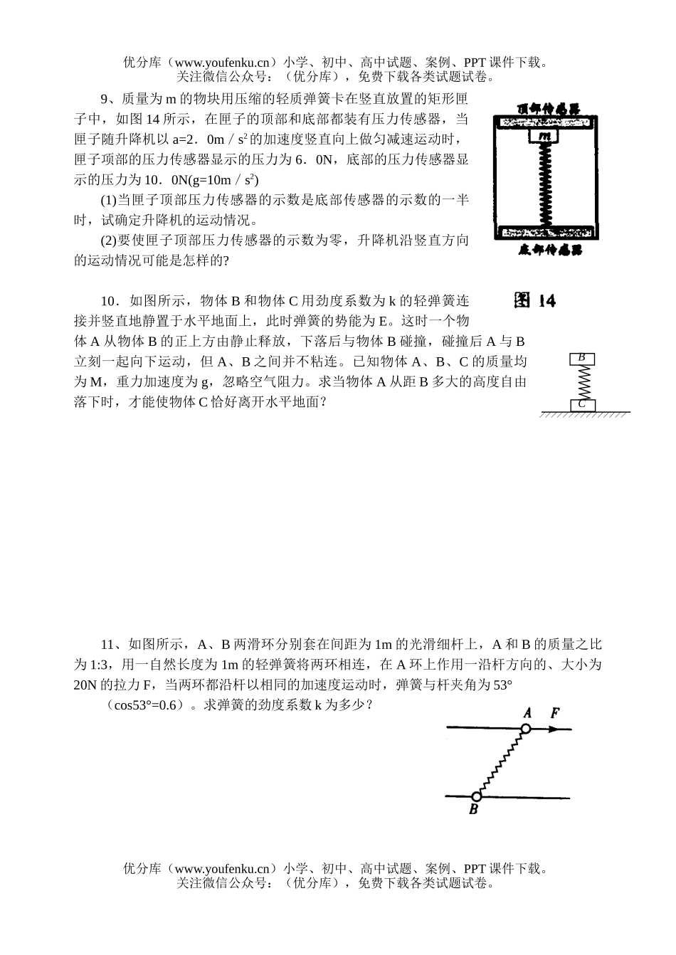 高考物理高考弹簧专题试卷_第3页