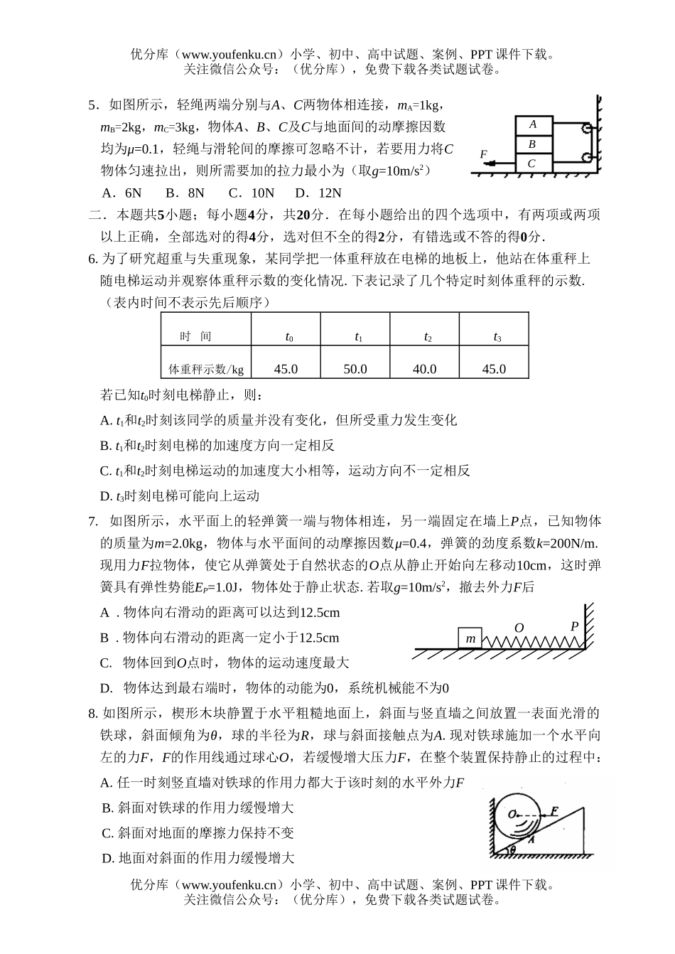 高考物理08届高考第一次调研测试卷_第2页