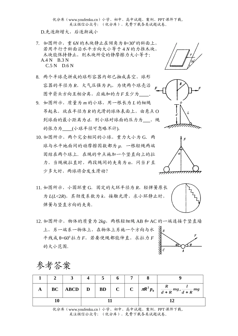 高考物理高考物体的平衡创新题试卷_第2页