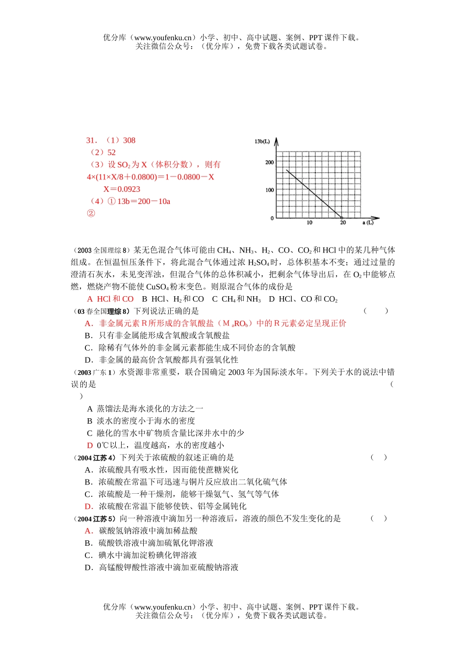 高考化学近十年高考元素化合物试卷_第3页