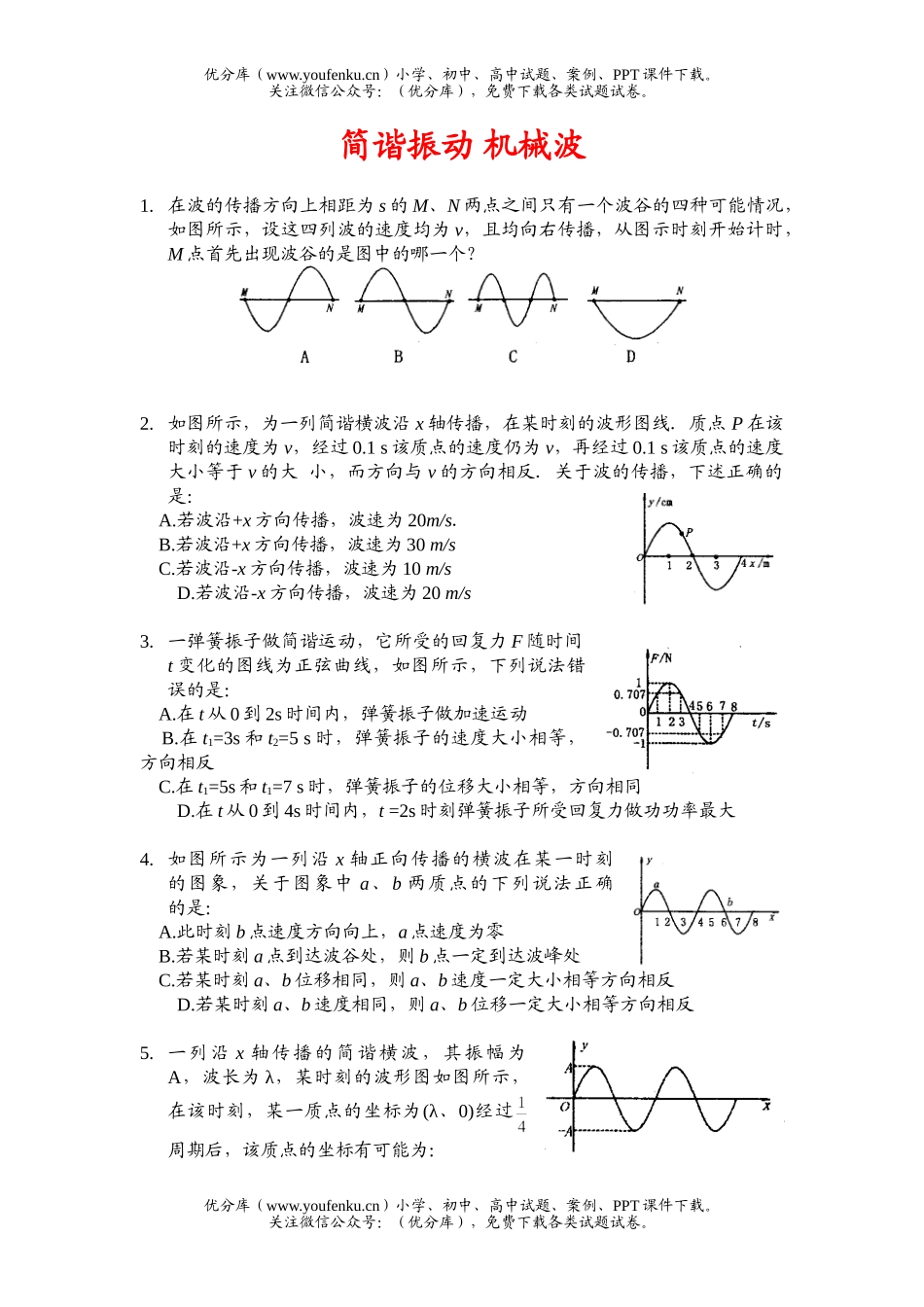 高考物理高考简谐振动机械波创新题试卷_第1页