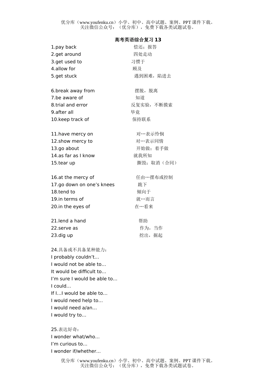 高考英语高考综合复习13试卷_第1页