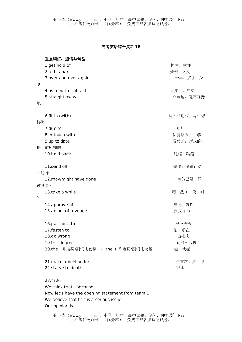 高考英语高考综合复习18试卷_第1页