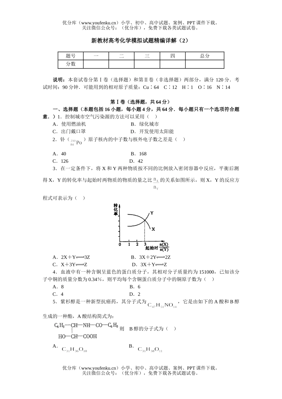 高考化学新教材高考模拟精编详解(2)试卷_第1页