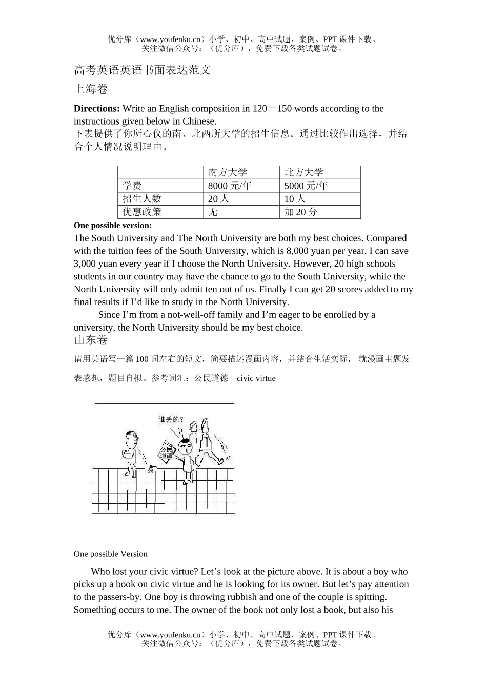 高考英语高考书面表达范文试卷_第1页