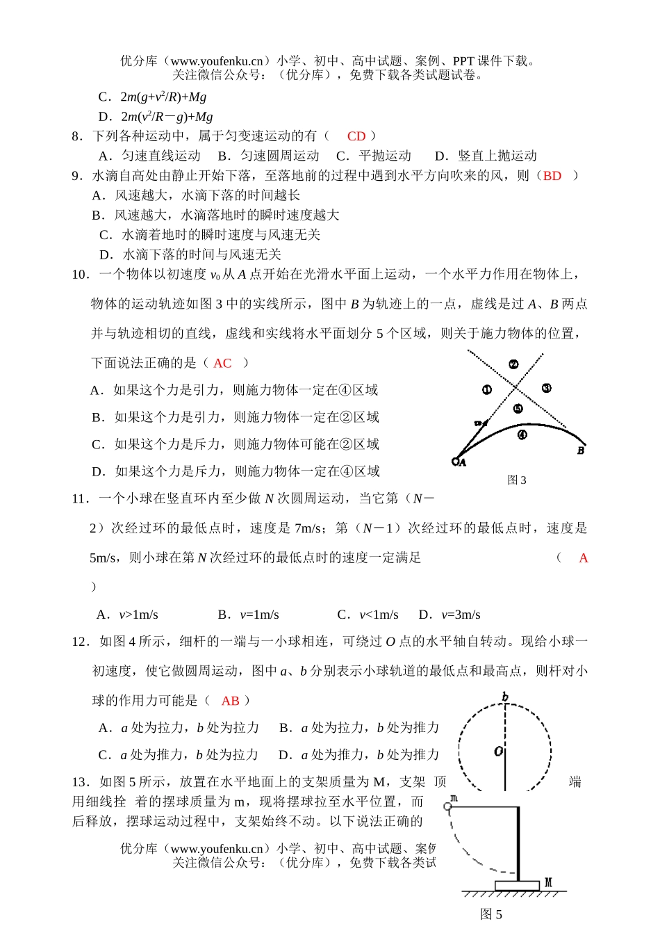高考物理高考曲线运动练习1试卷_第2页