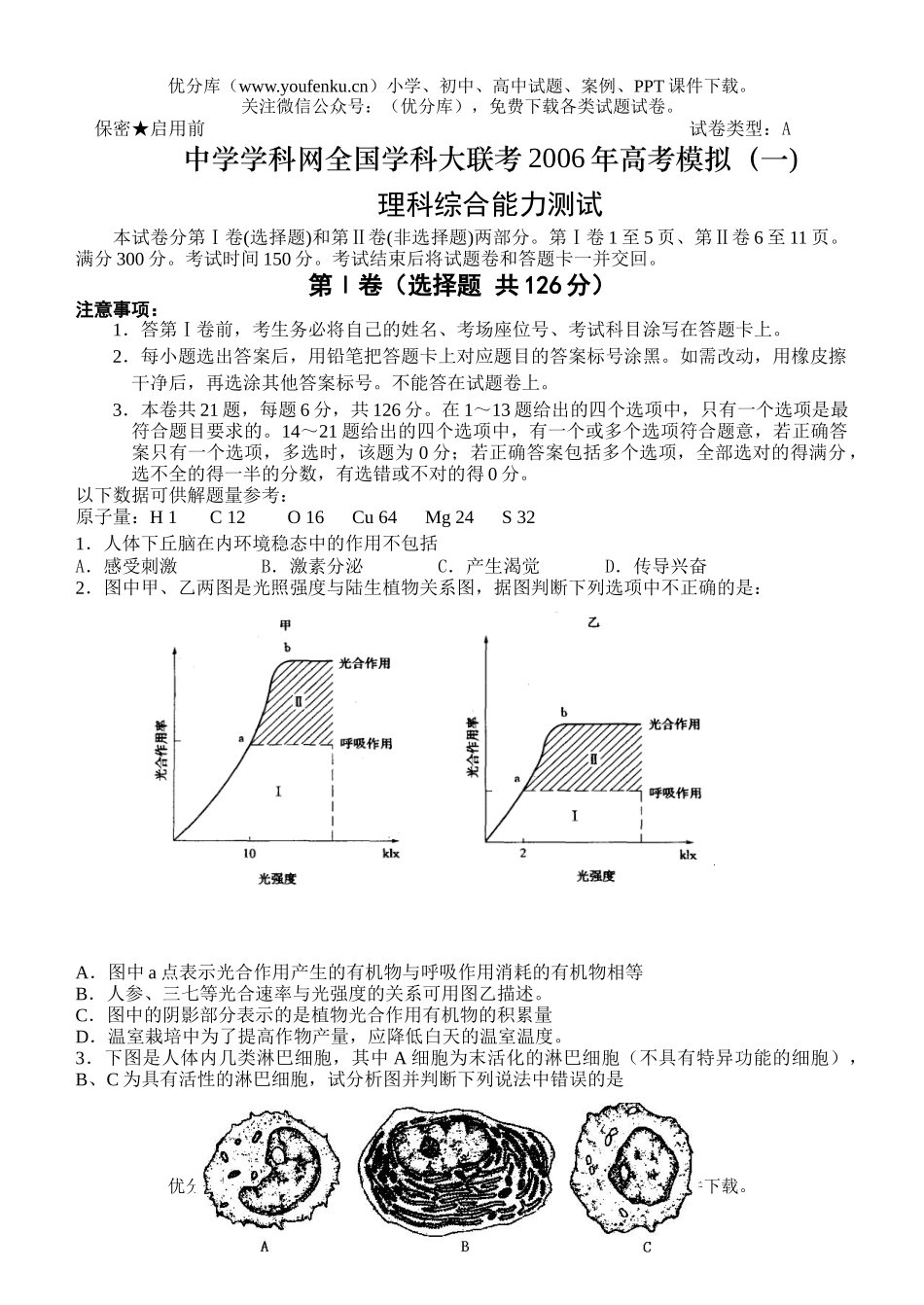 高考物理高考模拟试卷_第1页
