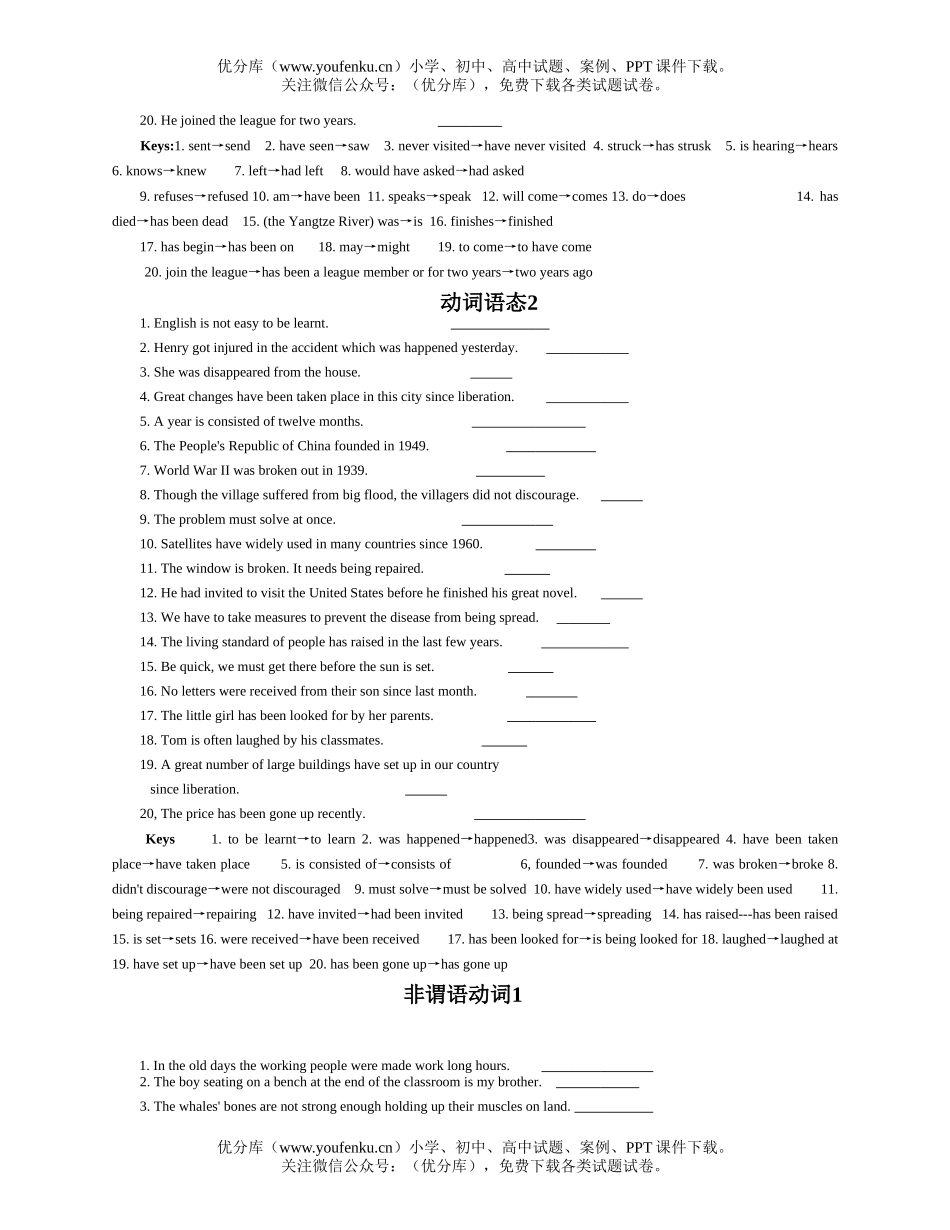 高考英语高考总复习之单句改错专专项训练试卷_第3页