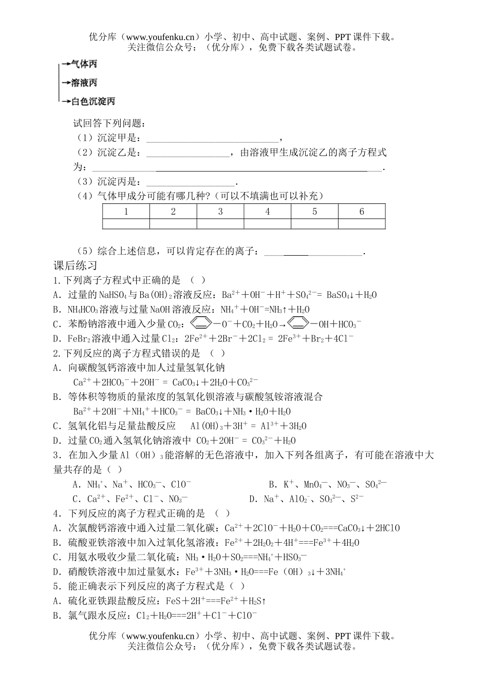 高考化学高考离子反应测试卷_第2页