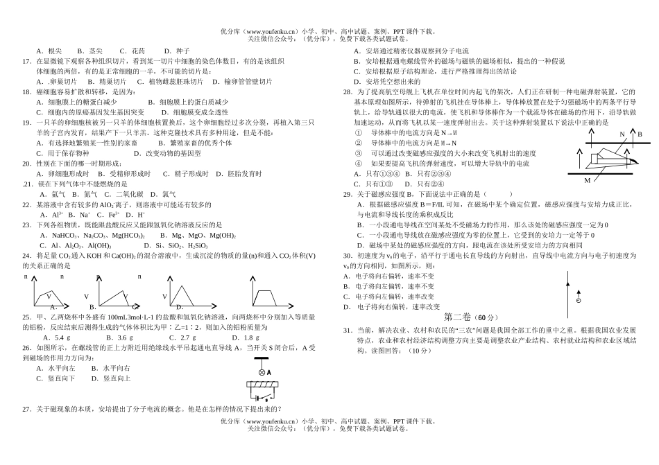 高考化学东莞中学高考综合能力测试3试卷_第2页