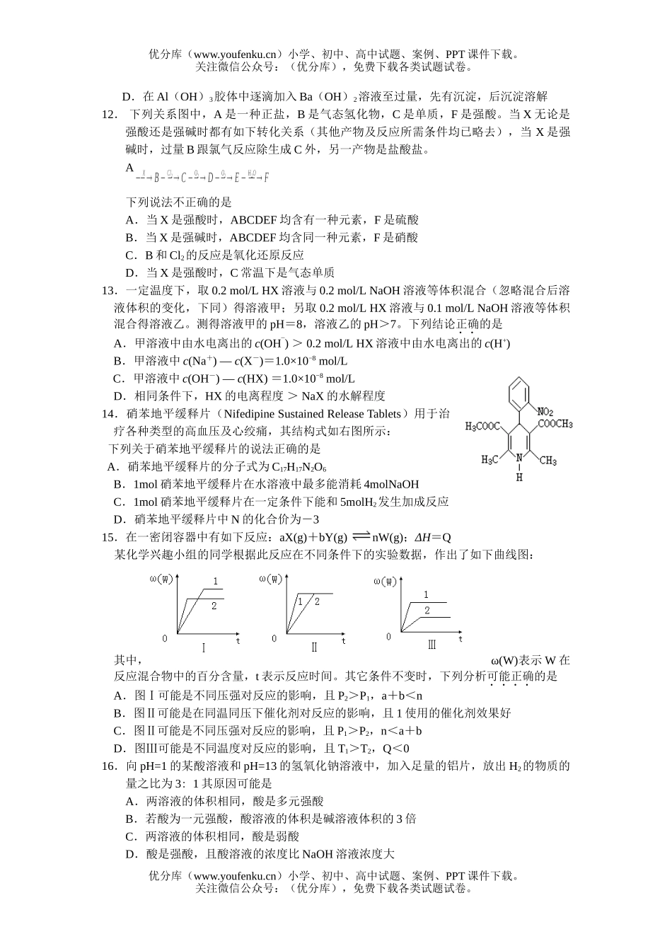 高考化学高考规范练习十试卷_第3页