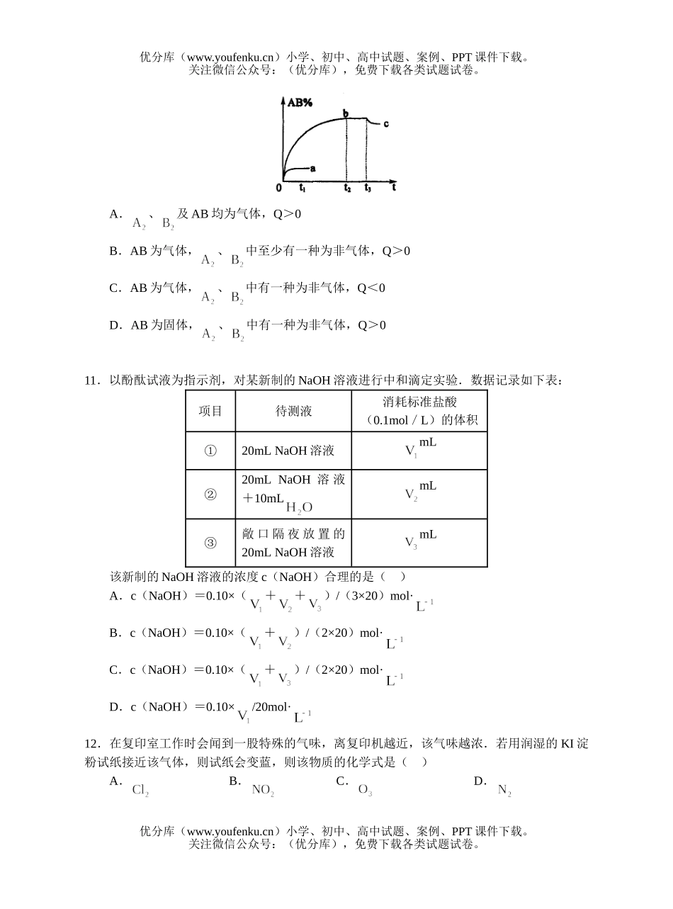 高考化学高考模拟题试卷_第3页