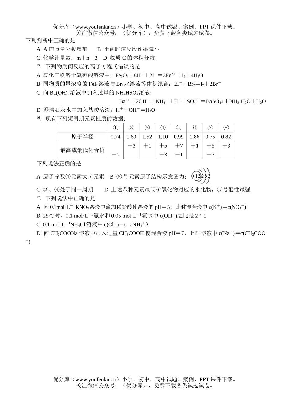 高中化学竞赛2006年浙江省名校竞赛联考(七)试卷_第2页