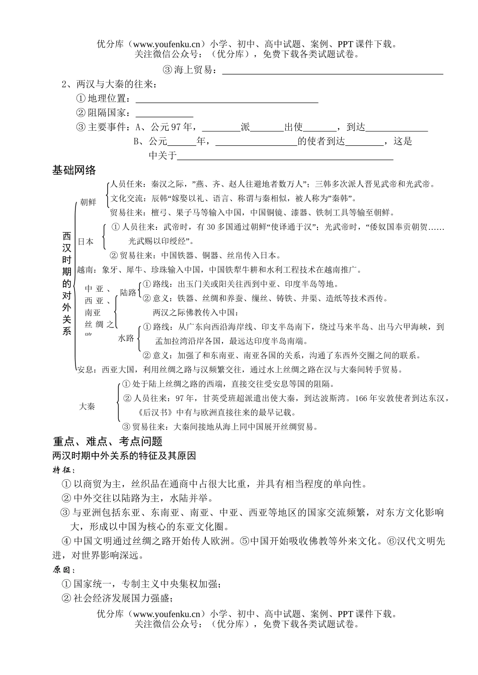 高考历史高考两汉时期的对外关系测试卷_第2页