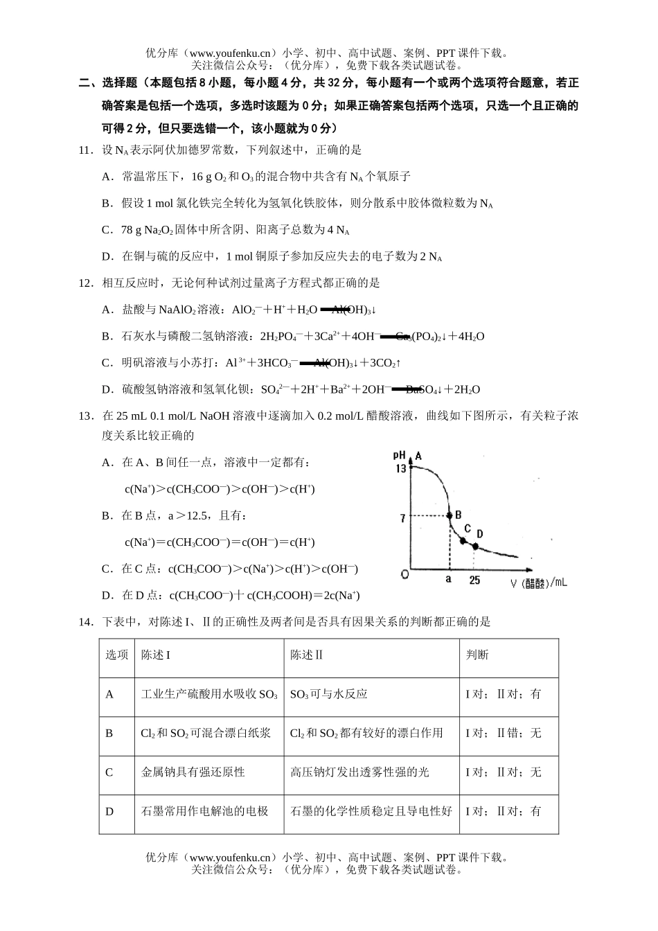 高考化学高考1月模拟考试卷_第3页
