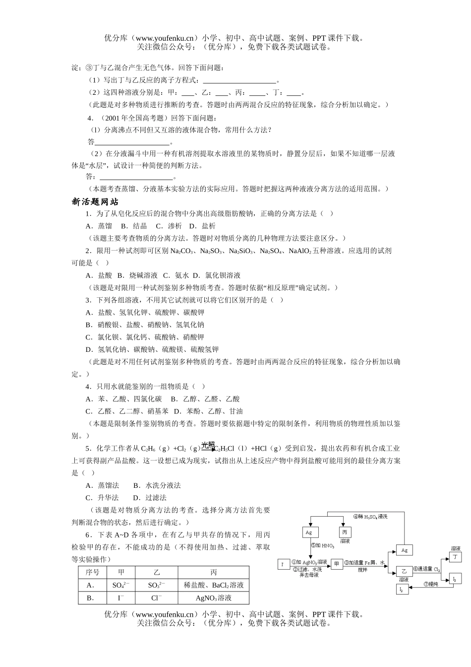高考化学高考物质的检验测试1试卷_第2页