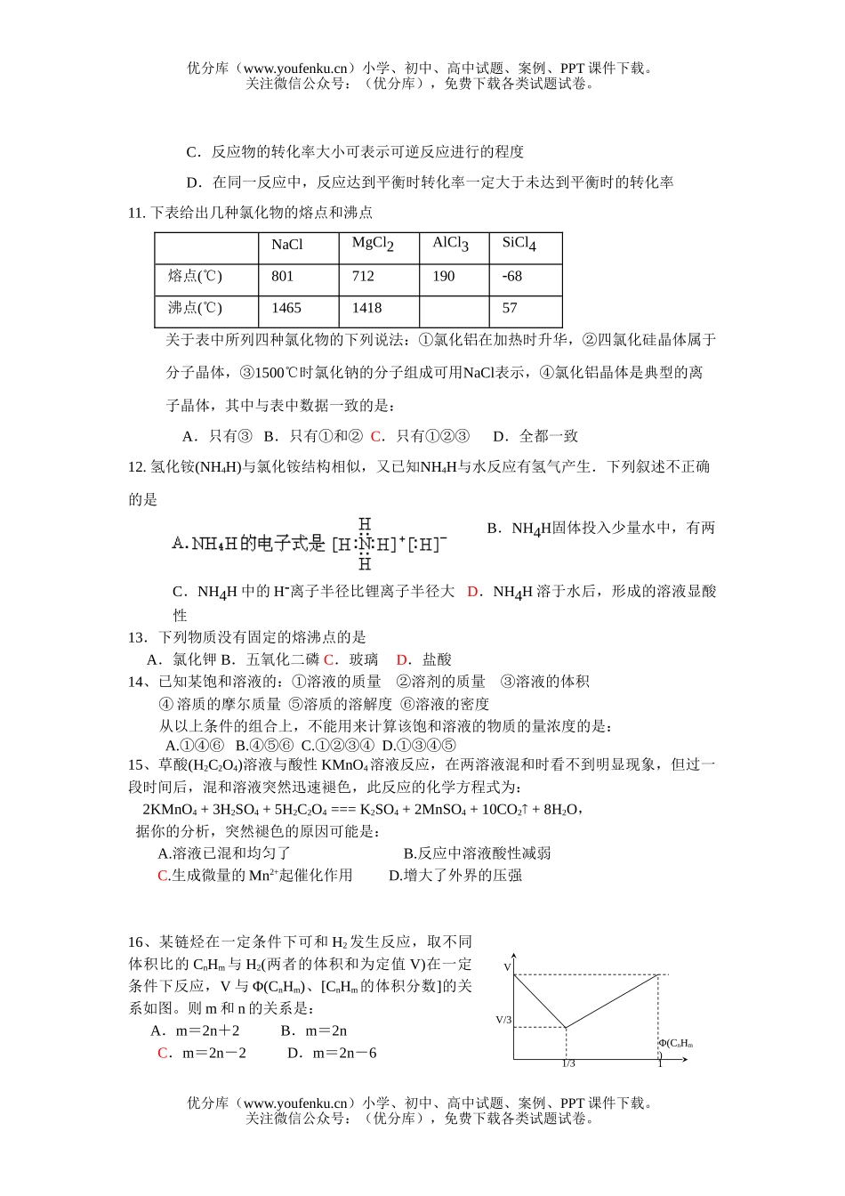 高考化学高考选择题训练39试卷_第2页