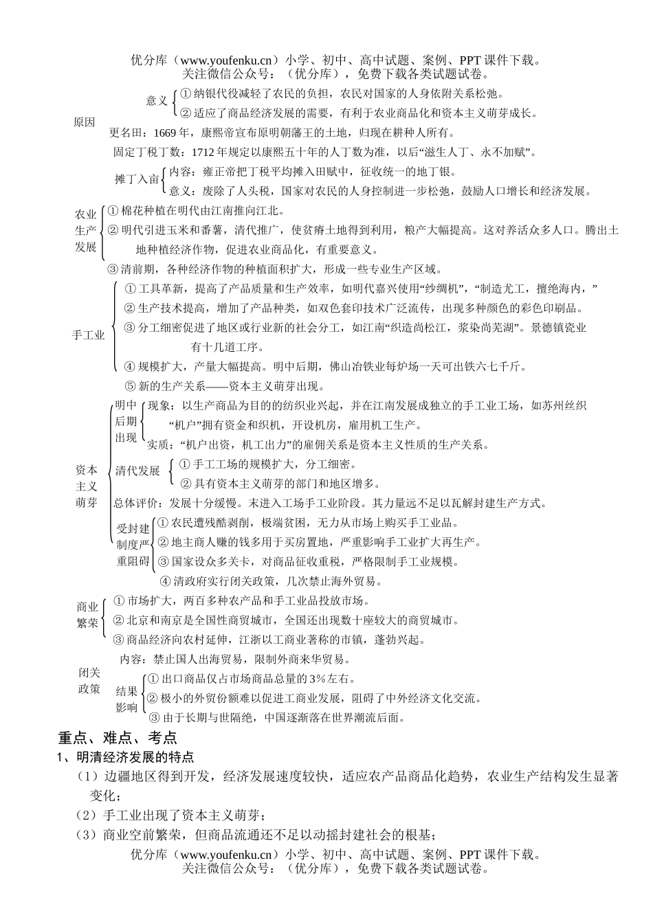 高考历史高考明清时期社会经济的发展测试卷_第3页