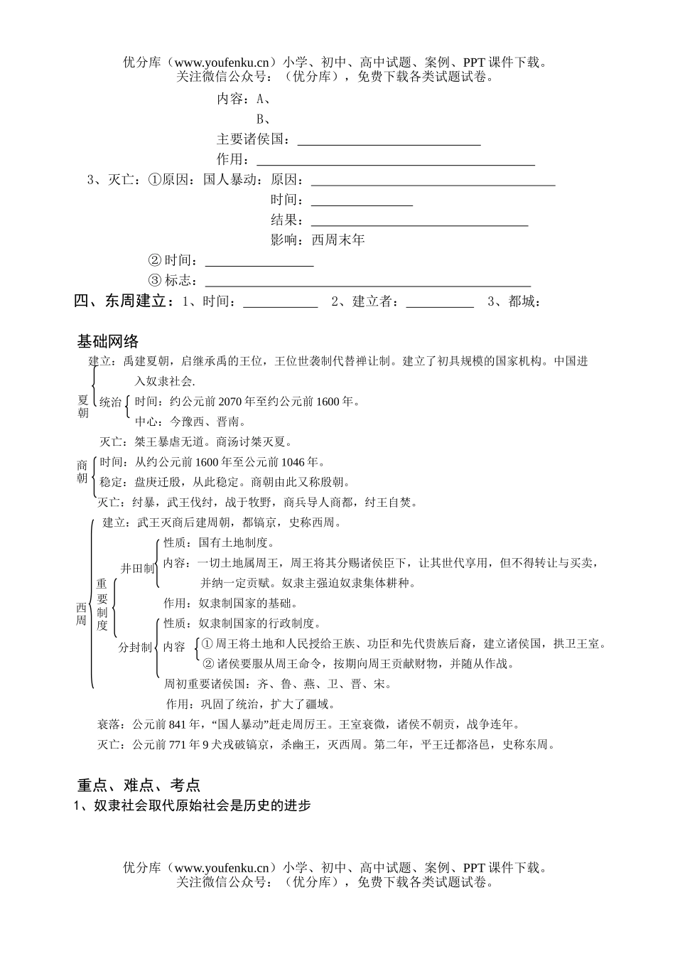 高考历史高考夏商周更替和制度测试卷_第2页