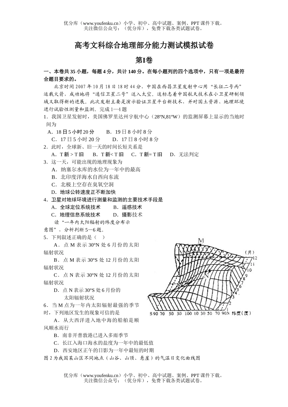 高考地理高考文科综合部分能力测试卷_第1页