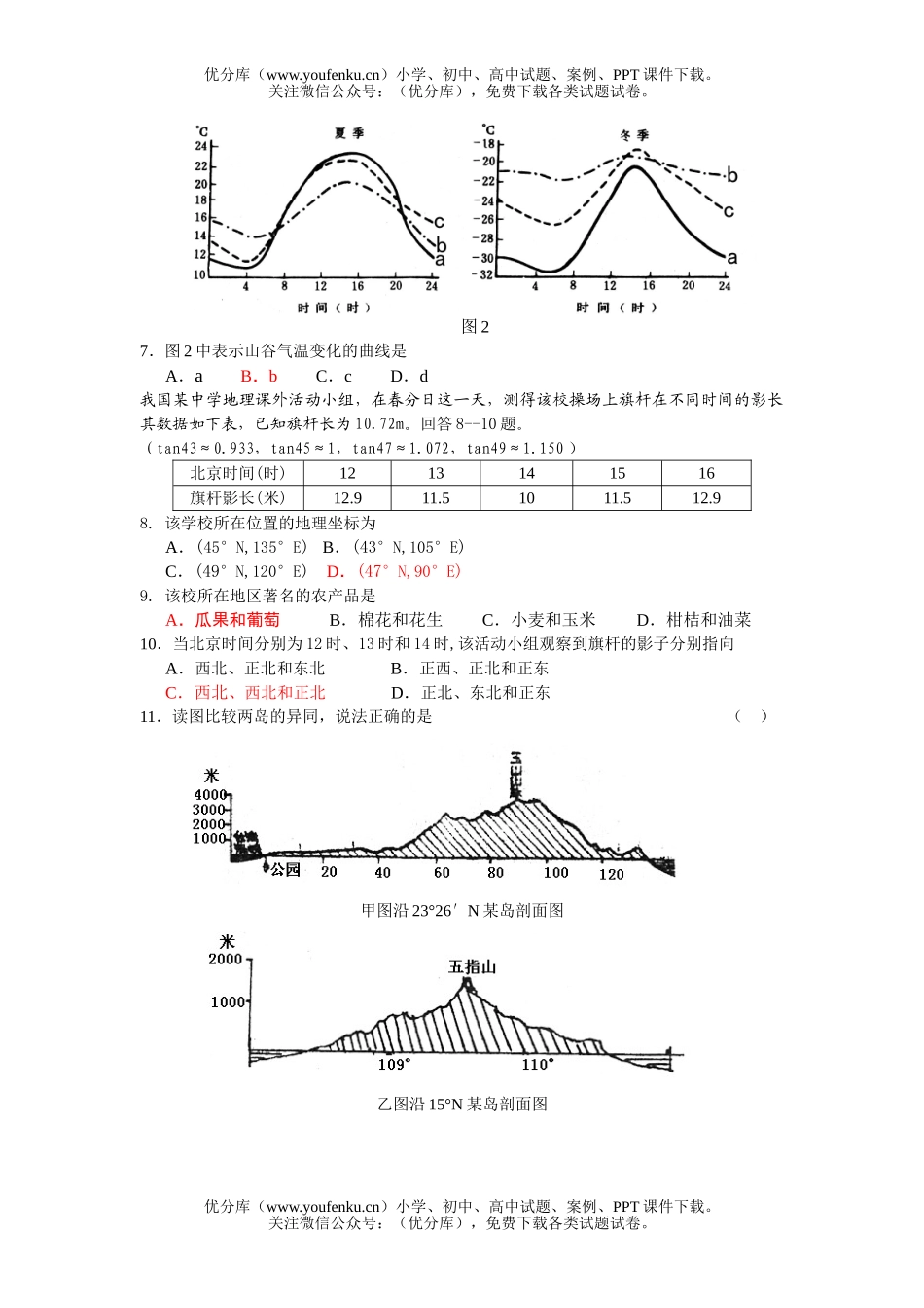 高考地理高考文科综合部分能力测试卷_第2页