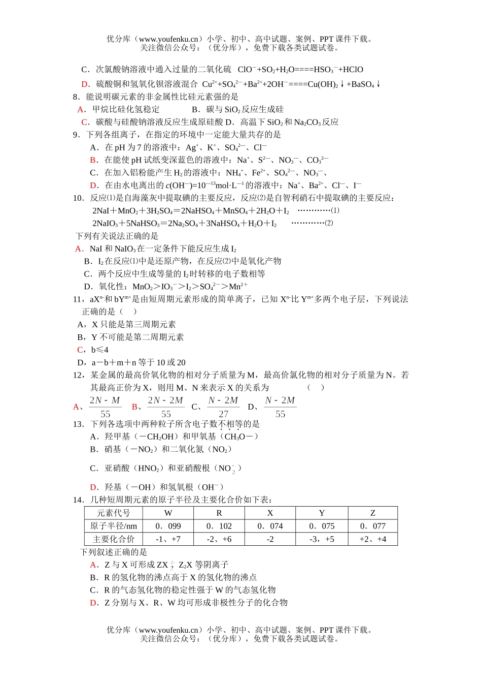 高考化学高考规范训练二试卷_第2页