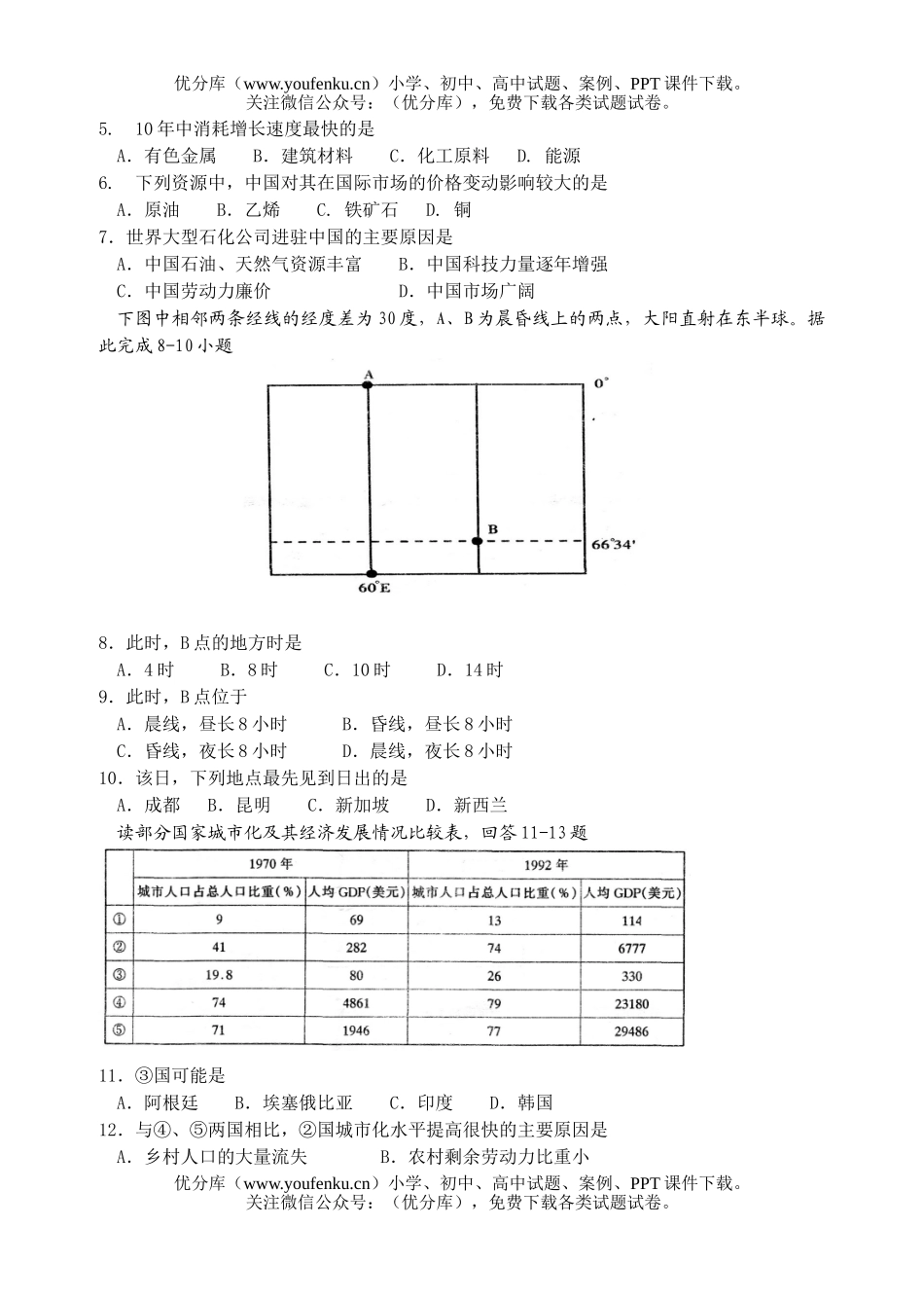 高考地理高考选择题专项训练7试卷_第2页
