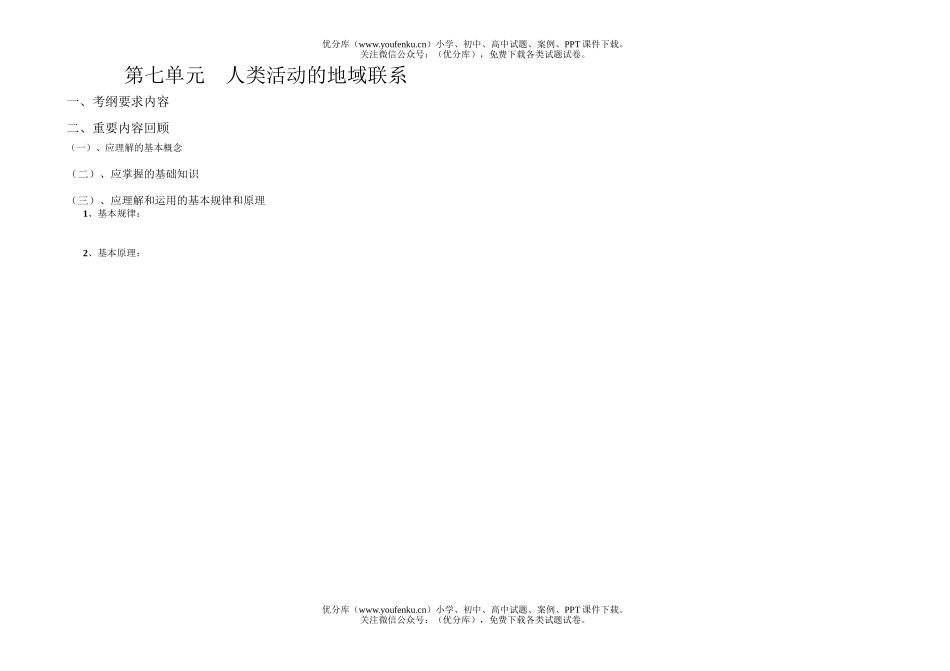 高考地理高考人类活动的地域联系试卷_第1页