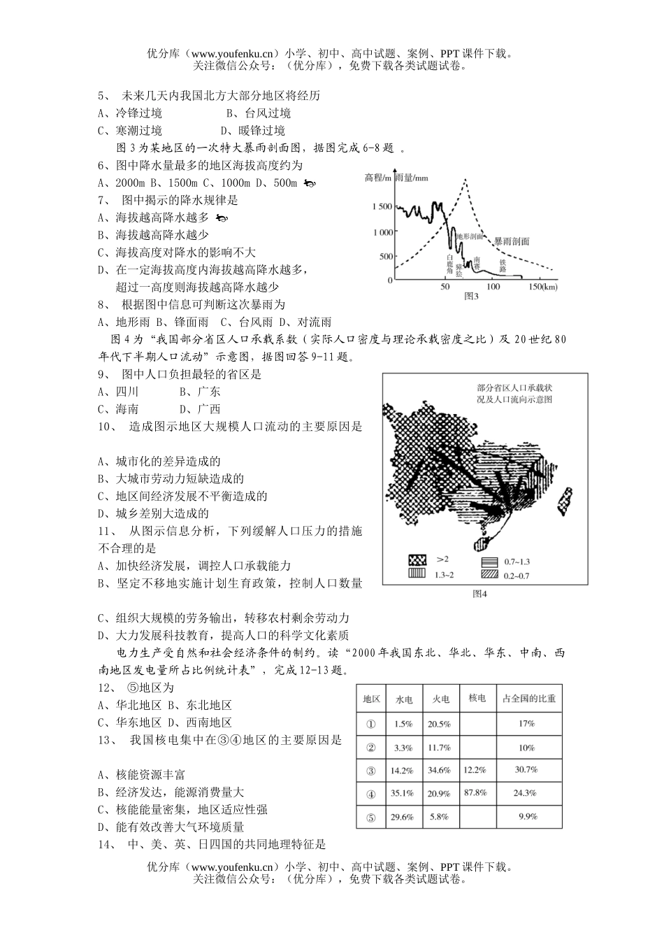 高考地理高考第一次高考模拟考试卷_第2页