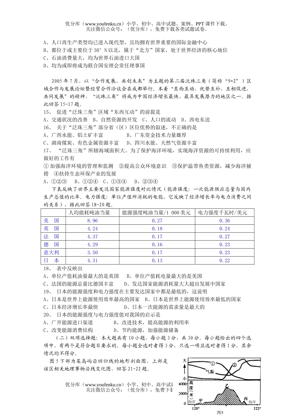 高考地理高考第一次高考模拟考试卷_第3页