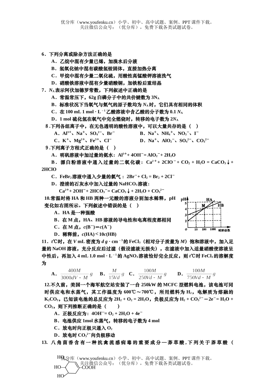 高中综合第六次月考理科综合试卷_第2页