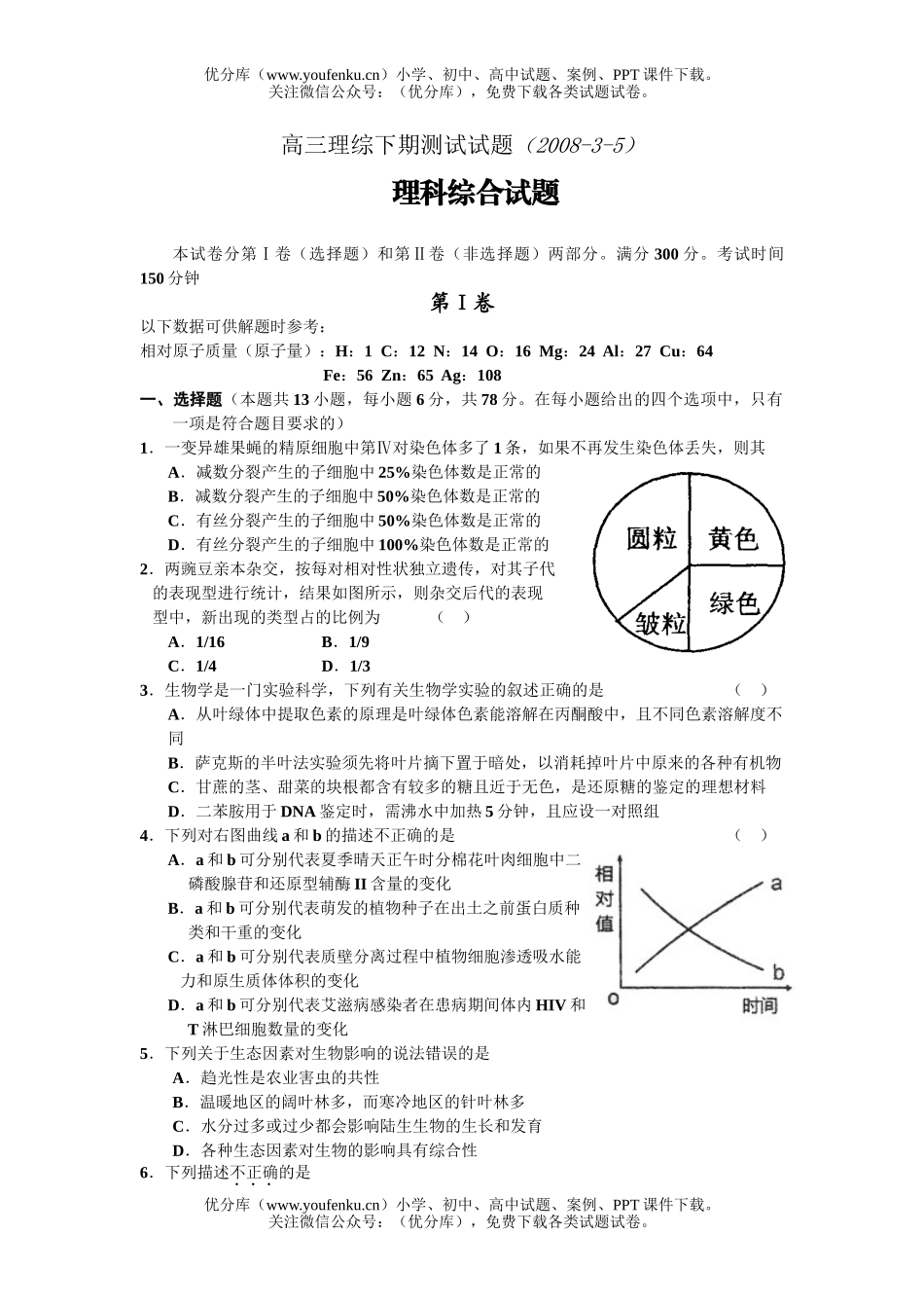 高中综合理综下期测试卷_第1页