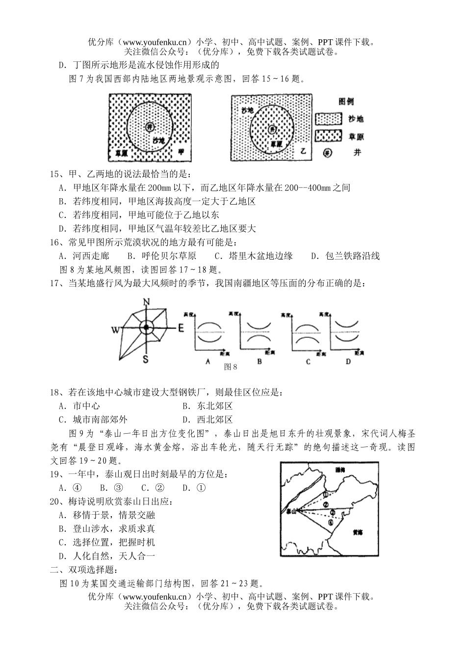 高考地理高考选择题专项训练2试卷_第3页