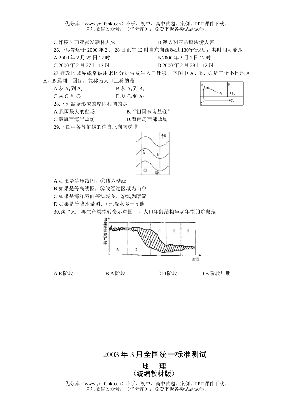 高考地理全国统一标准测试统编(一)试卷_第3页
