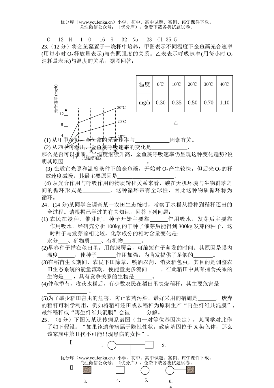 理科综合第二次高考练兵理综试卷_第3页
