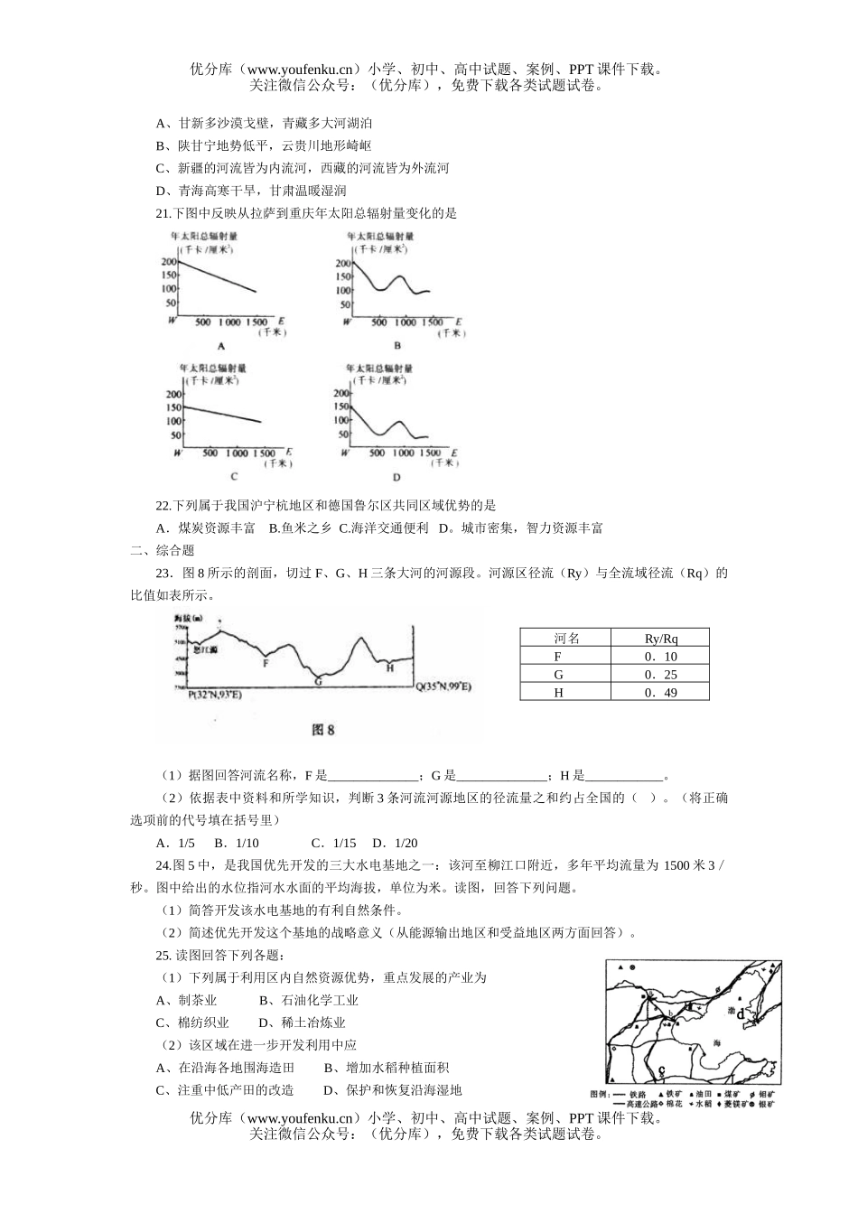高考地理高考中国分区过关训练试卷_第3页