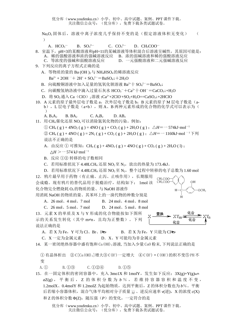 高考化学08届高考模拟考试卷_第2页