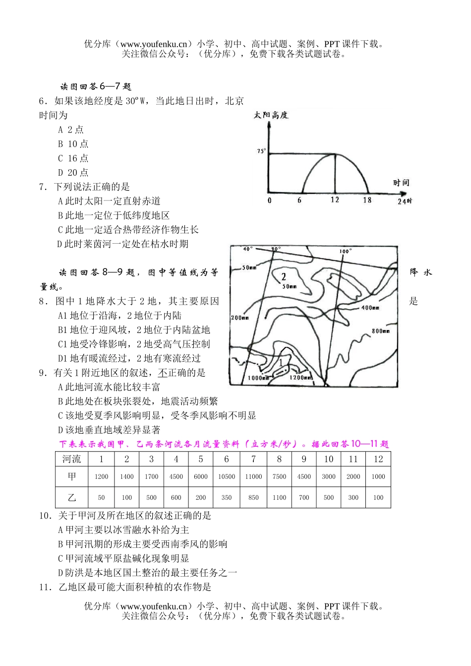 文科综合文科综合第四次模拟考试卷_第1页