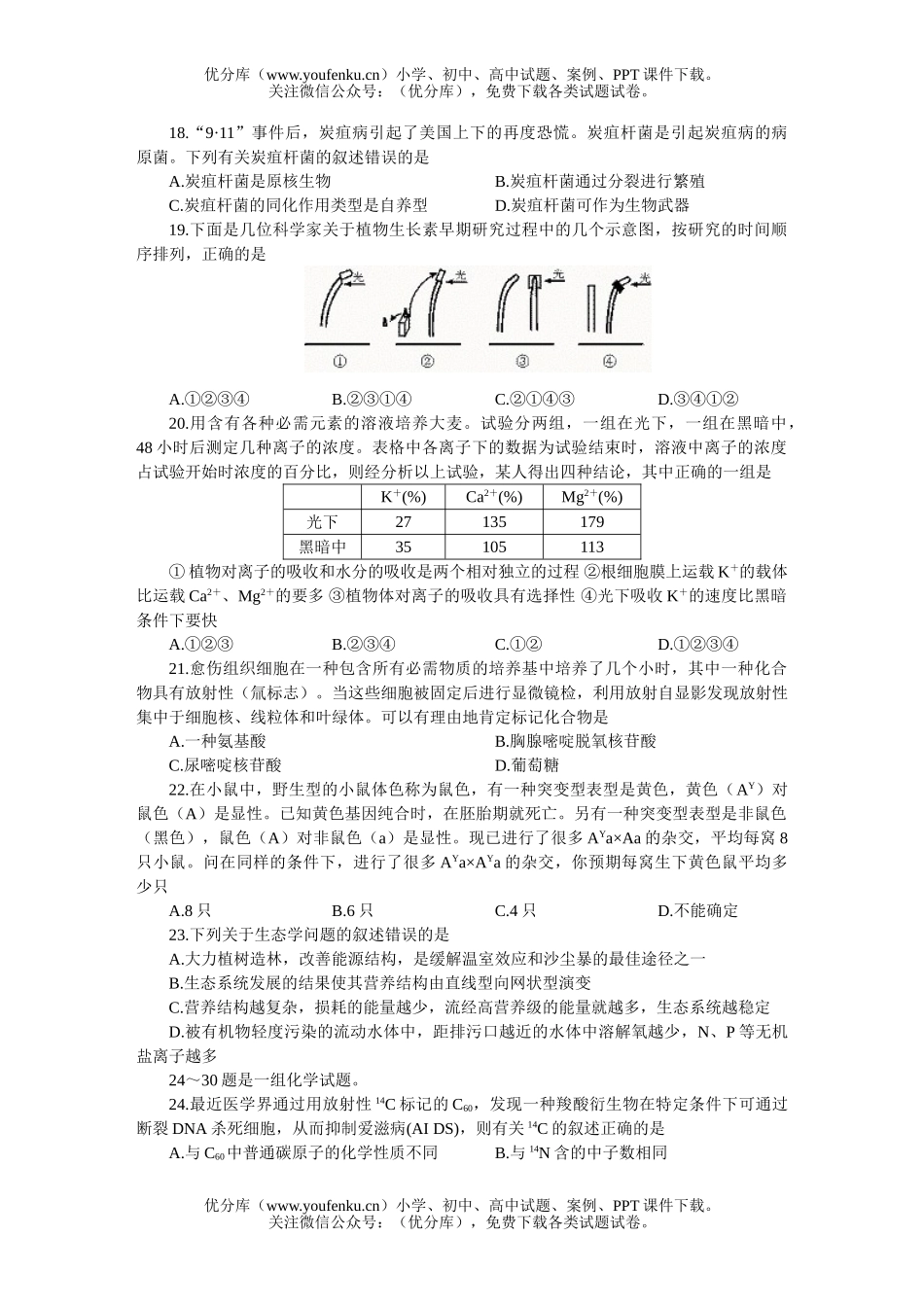 高考历史全国统一标准测试大综合(一)试卷_第3页